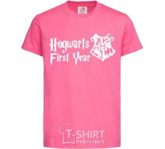 Детская футболка Hogwarts first year Ярко-розовый фото