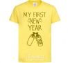 Kids T-shirt My first New Year with bottle cornsilk фото