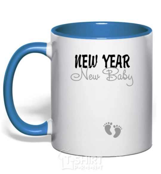 Mug with a colored handle New Year new baby royal-blue фото