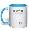 Mug with a colored handle New Year new baby sky-blue фото