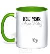 Mug with a colored handle New Year new baby kelly-green фото