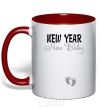 Mug with a colored handle New Year new baby red фото