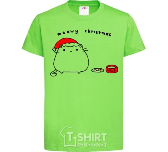 Kids T-shirt Meowy Christmas orchid-green фото