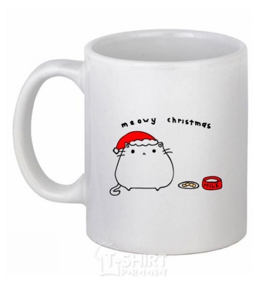 Ceramic mug Meowy Christmas White фото