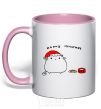 Mug with a colored handle Meowy Christmas light-pink фото