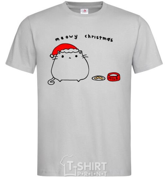 Men's T-Shirt Meowy Christmas grey фото