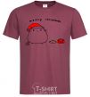 Men's T-Shirt Meowy Christmas burgundy фото