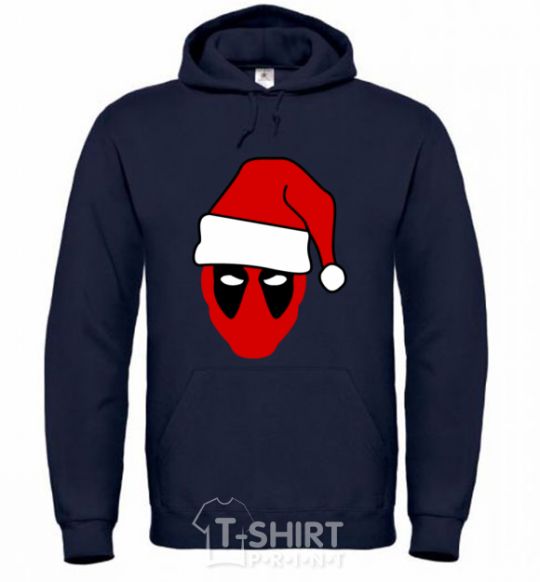 Men`s hoodie Christmas Deadpool navy-blue фото