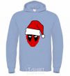 Men`s hoodie Christmas Deadpool sky-blue фото