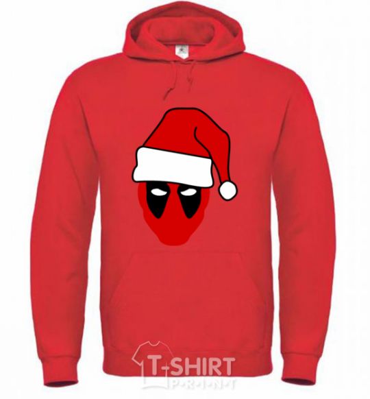 Men`s hoodie Christmas Deadpool bright-red фото