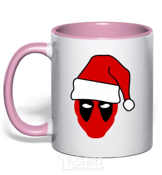 Чашка с цветной ручкой Christmas Deadpool Нежно розовый фото