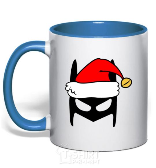 Mug with a colored handle Christmas batman royal-blue фото