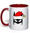 Mug with a colored handle Christmas batman red фото