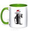 Mug with a colored handle Christmas Yoda kelly-green фото