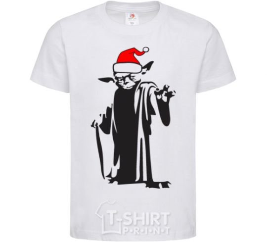 Kids T-shirt Christmas Yoda White фото