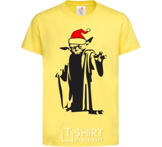 Kids T-shirt Christmas Yoda cornsilk фото