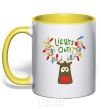 Mug with a colored handle Lights out yellow фото
