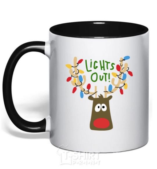 Mug with a colored handle Lights out black фото