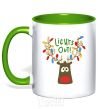 Mug with a colored handle Lights out kelly-green фото