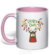 Mug with a colored handle Lights out light-pink фото