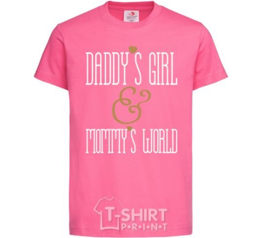 Детская футболка Daddy's girl mommy's world Ярко-розовый фото