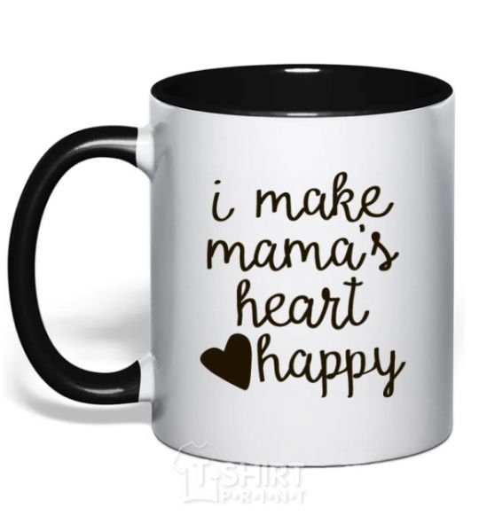 Mug with a colored handle I make mamas heart happy black фото