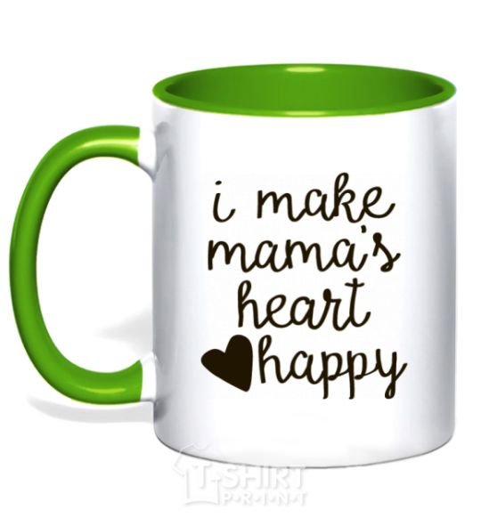 Mug with a colored handle I make mamas heart happy kelly-green фото