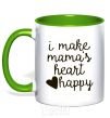 Mug with a colored handle I make mamas heart happy kelly-green фото