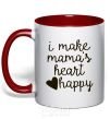 Mug with a colored handle I make mamas heart happy red фото