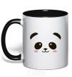 Mug with a colored handle Panda black фото