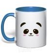 Mug with a colored handle Panda royal-blue фото