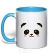 Mug with a colored handle Panda sky-blue фото