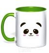 Mug with a colored handle Panda kelly-green фото