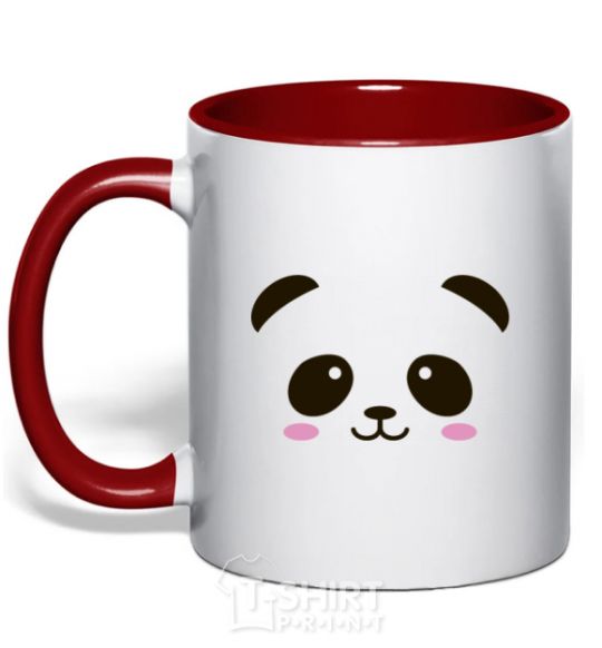 Mug with a colored handle Panda red фото