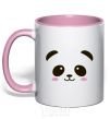 Mug with a colored handle Panda light-pink фото