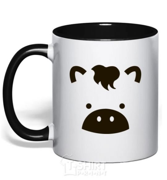 Mug with a colored handle Cow black фото