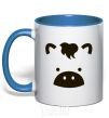 Mug with a colored handle Cow royal-blue фото