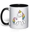 Mug with a colored handle Unicorn black фото
