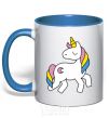 Mug with a colored handle Unicorn royal-blue фото