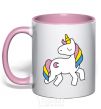 Mug with a colored handle Unicorn light-pink фото