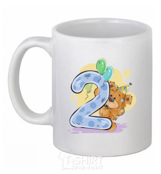 Ceramic mug 2 year old teddy bear White фото