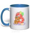 Mug with a colored handle 8 year old teddy bear royal-blue фото
