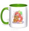Mug with a colored handle 8 year old teddy bear kelly-green фото