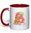 Mug with a colored handle 8 year old teddy bear red фото