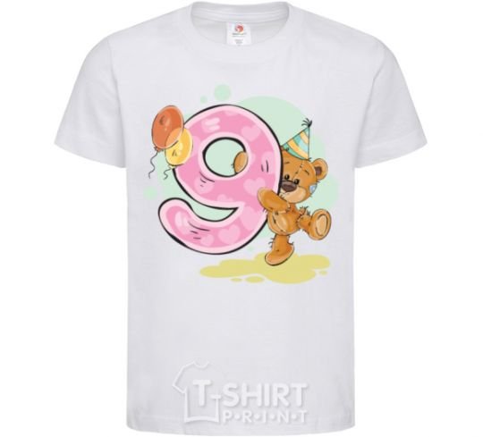 Kids T-shirt 9 year old teddy bear White фото