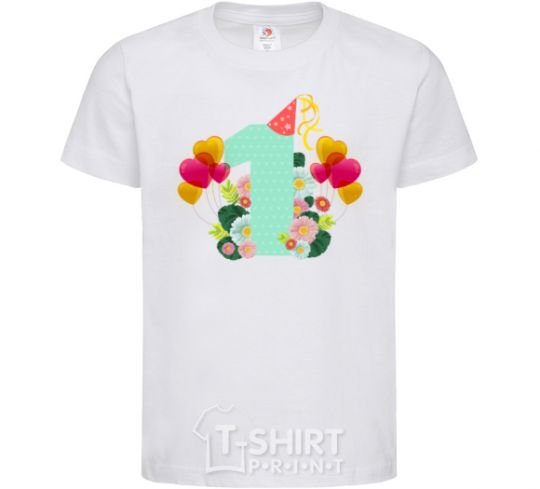 Kids T-shirt 1 year old balloons White фото