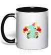 Mug with a colored handle 1 year old balloons black фото