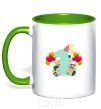 Mug with a colored handle 1 year old balloons kelly-green фото