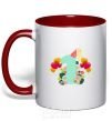 Mug with a colored handle 1 year old balloons red фото