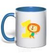 Mug with a colored handle 1 year old lion royal-blue фото